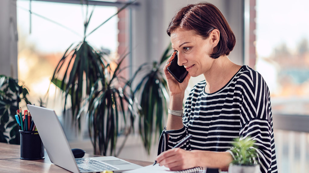 woman sitting at desk 