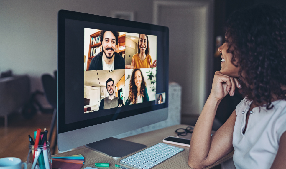 Group of people having a video conference