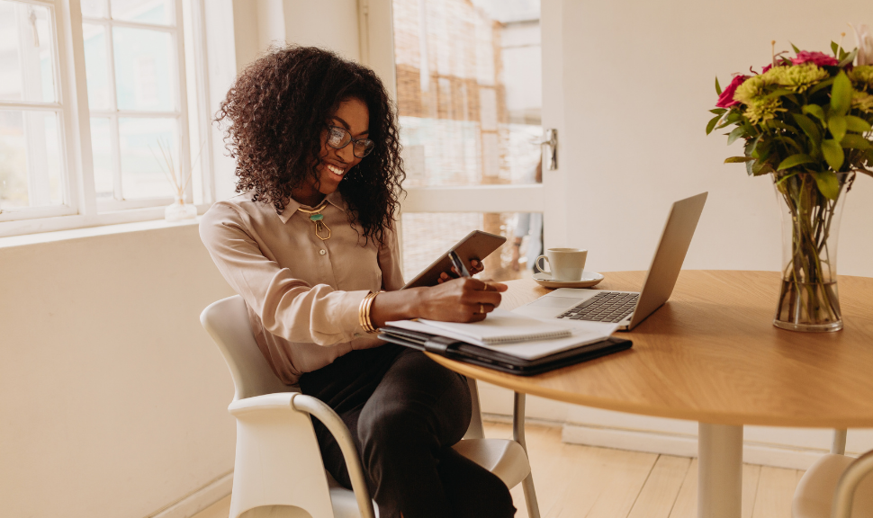 woman working from home