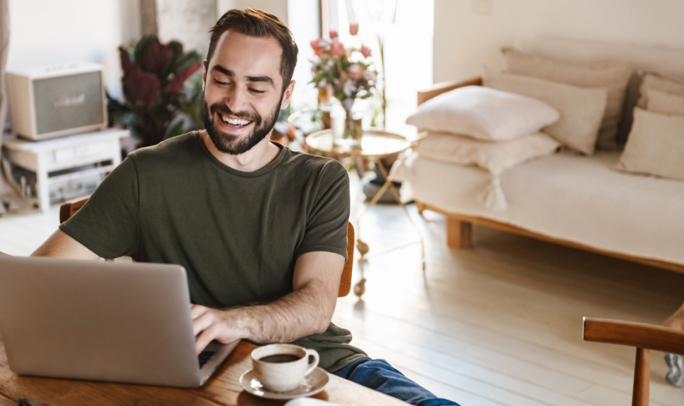 man working from home